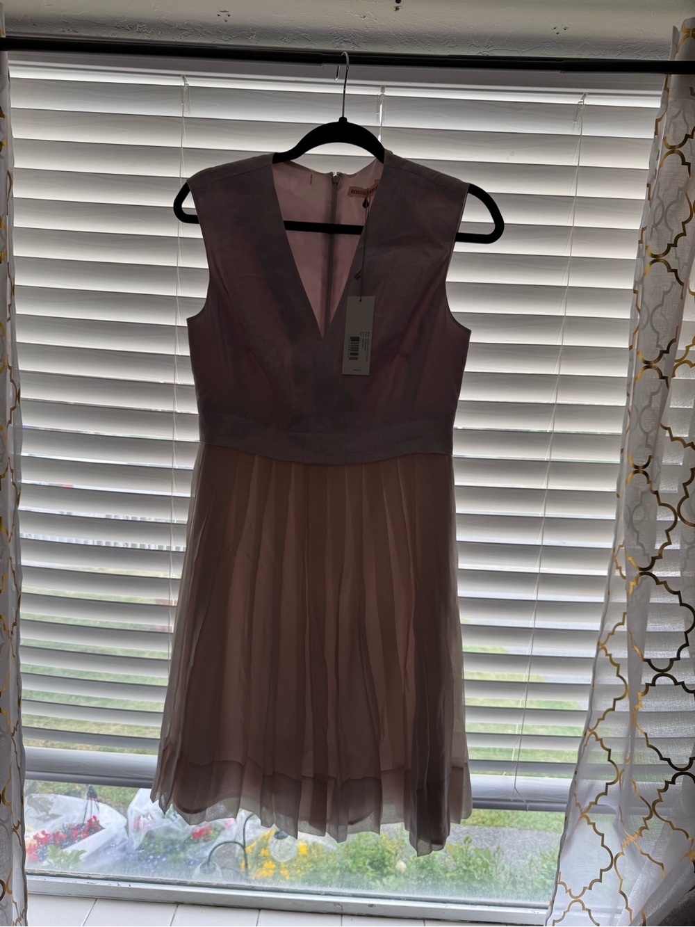 Rebecca Taylor Lilac and Blush Sleeveless V-Neck Dress